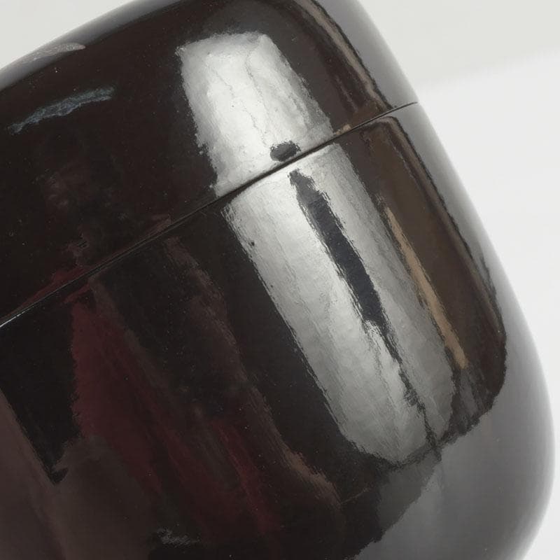 茶道具　漆匠　前端春斉作　黒一閑　雲錦　桜紅葉蒔絵　大棗　共箱　V　9342