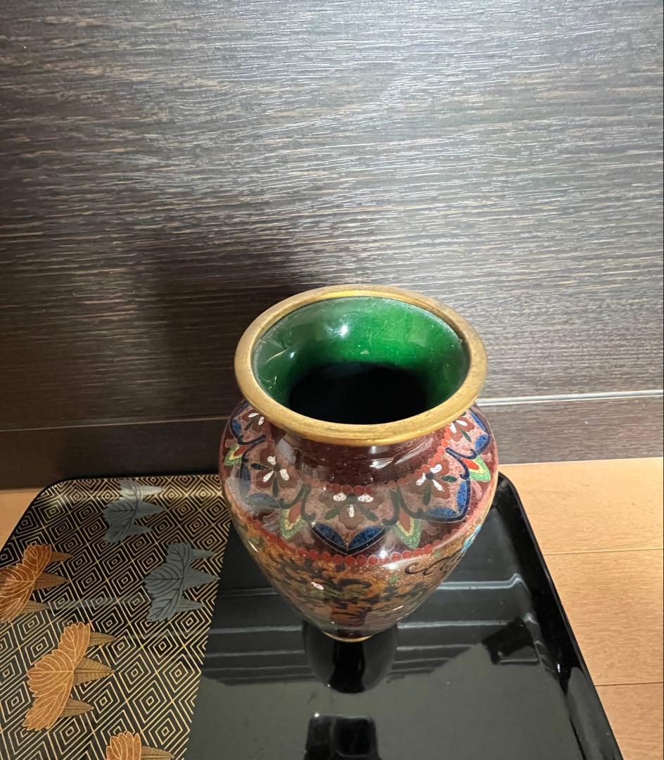 最高級日本七宝花瓶 龍と鳳凰 花唐草文 骨董2 景泰藍