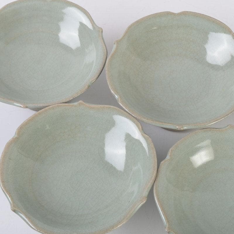 和食器　忍冬庵　佐藤和子作　朝鮮唐津　青磁　手鉢　五客　共箱　V　9845A