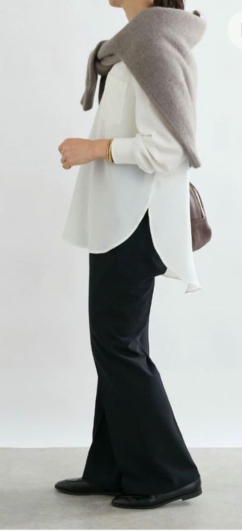 Moomin★新品 リブドロワ ジョーゼットポケットブラウス