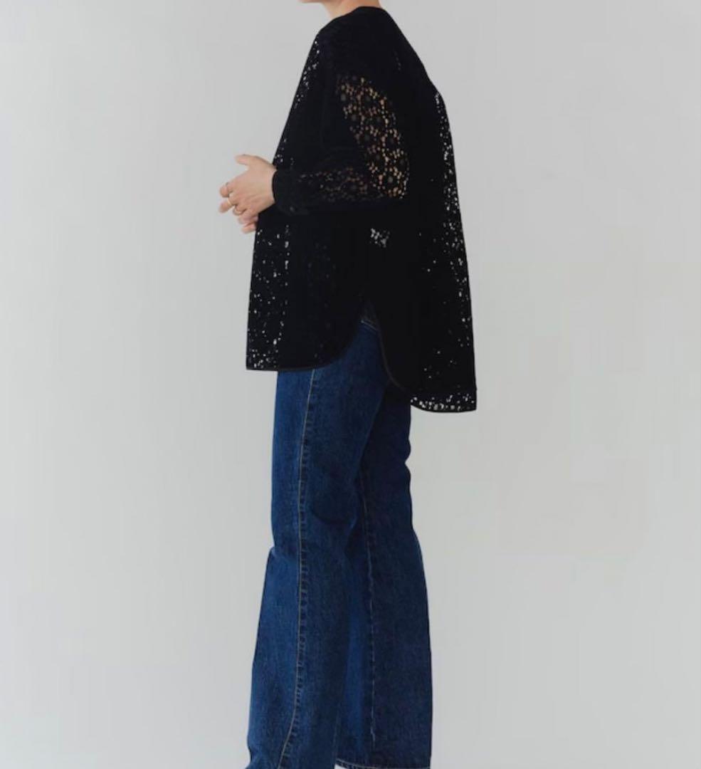 yori ヨリ フロッキーレースシャツ ネイビー