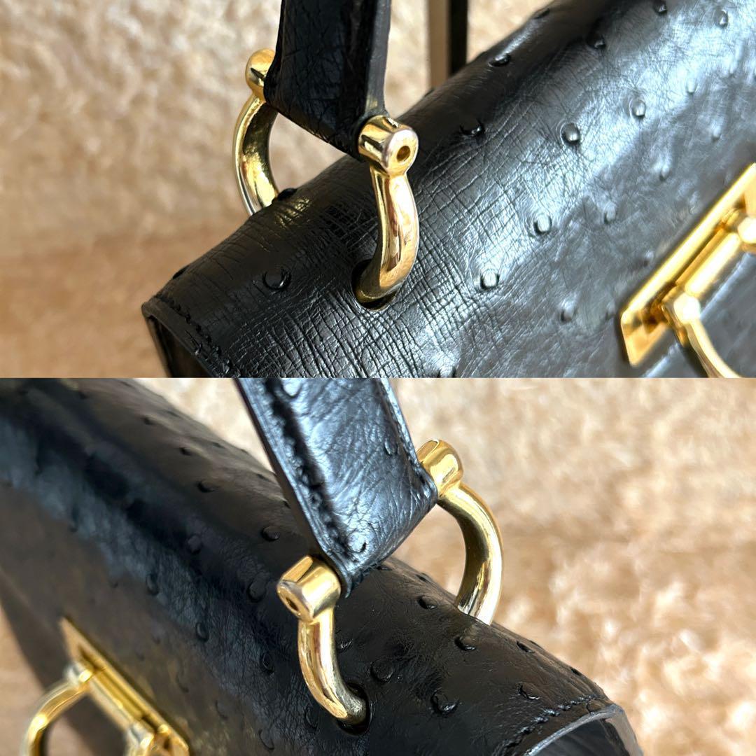 美品✨ セリーヌ オーストリッチ ワンハンドル ショルダーバッグ ブラック