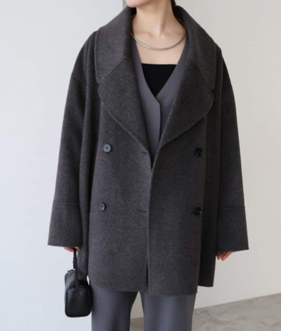 evernavy エバーネイビー ウールリバーPコート【チャコールグレー M】