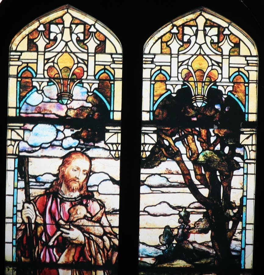 イエス・キリスト 善き羊飼い ヴィンテージ・ステンドグラス アメリカ製 教会