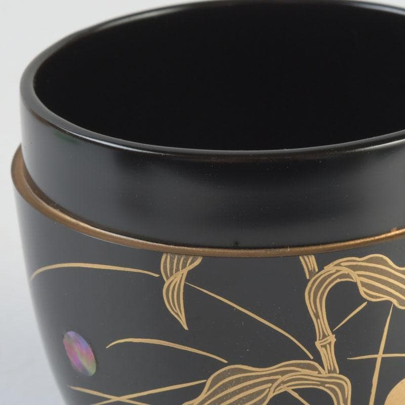 茶道具　奥津一心斎作　螺鈿装飾　蛍蒔絵　棗　共箱　V　9885