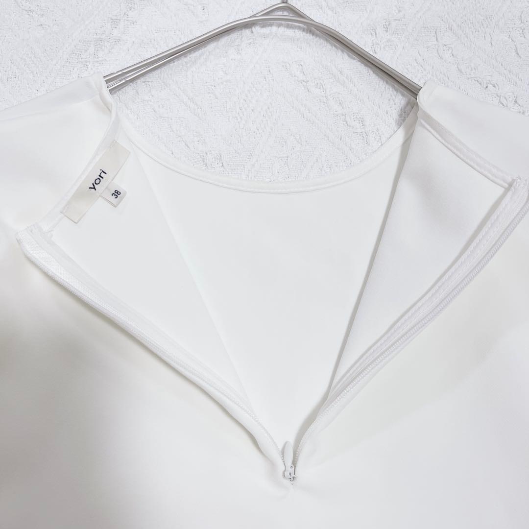 人気⭐︎ヨリ　yori ティアードストレッチブラウス　ホワイト　セレモニー　38