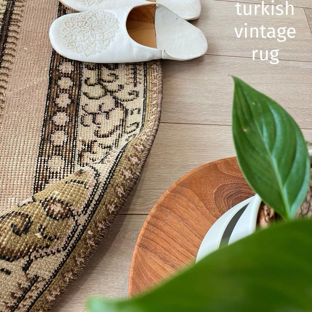 貴重／クラシカル116×211キャラメルココア　リッチ　トルコヴィンテージラグ