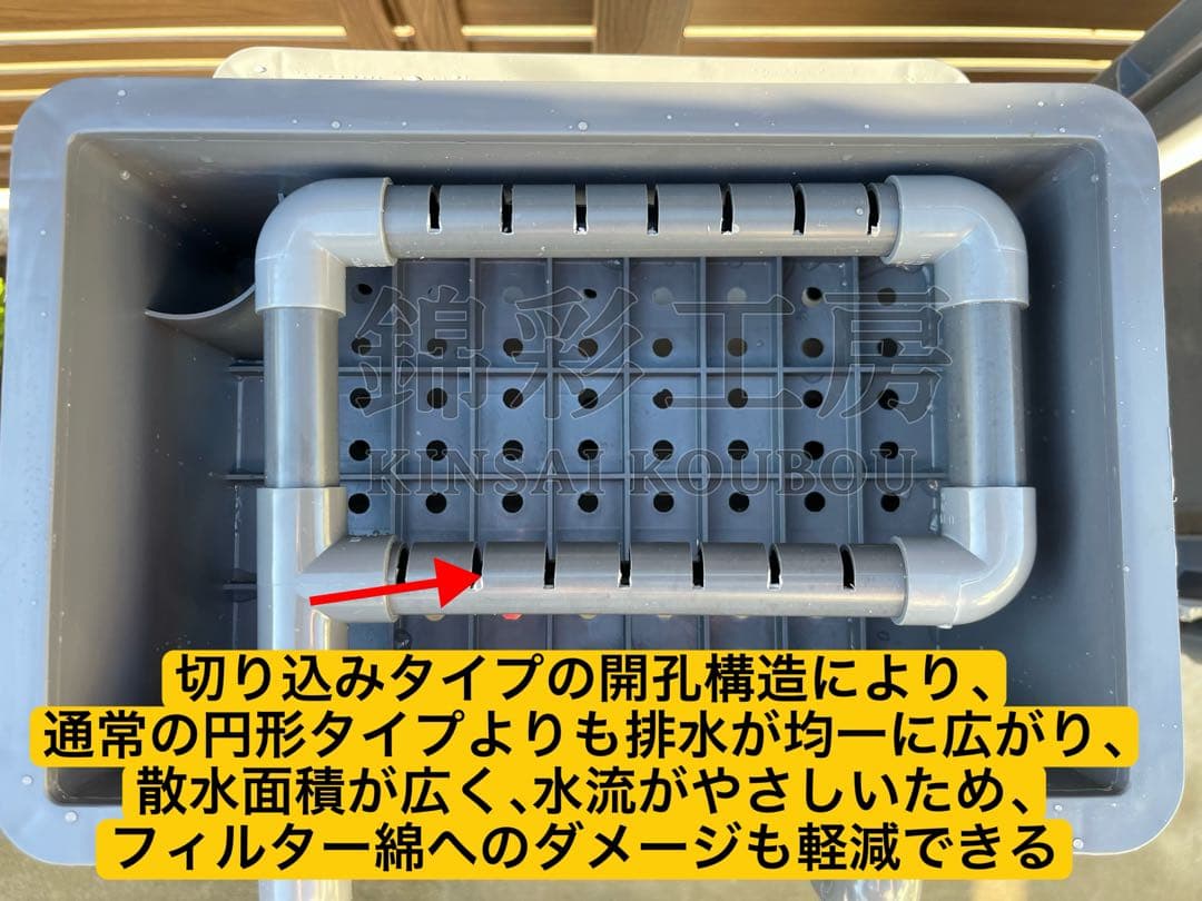 25W水中ポンプ濾過材2段付き　水槽池用フィルター外部式濾過器装置オーバーフロー