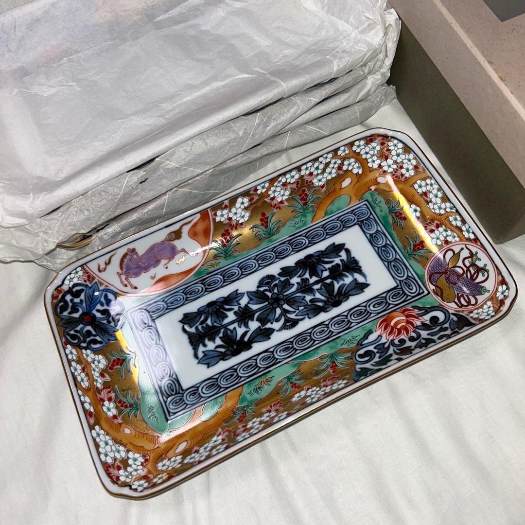 龍峰　角皿　長皿　5枚組　金彩