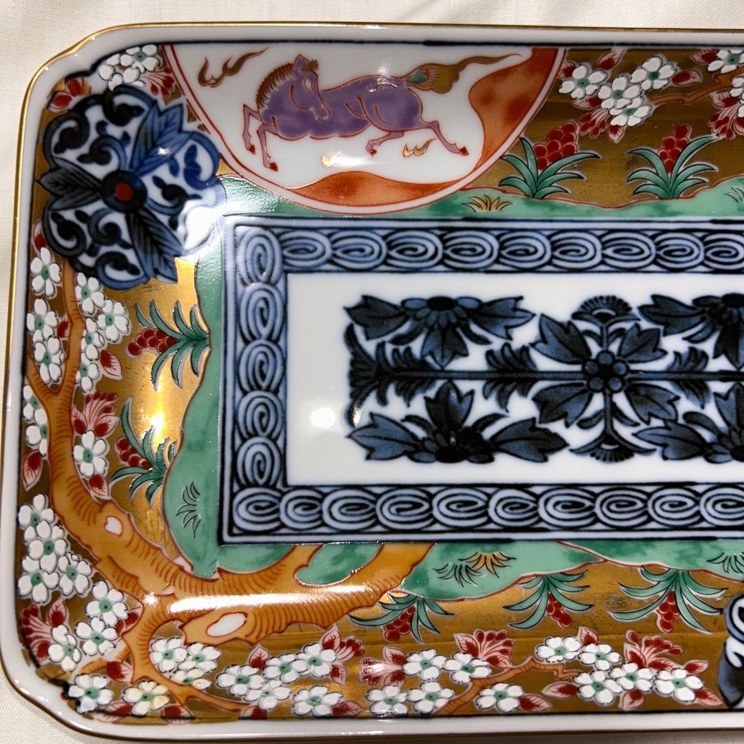 龍峰　角皿　長皿　5枚組　金彩