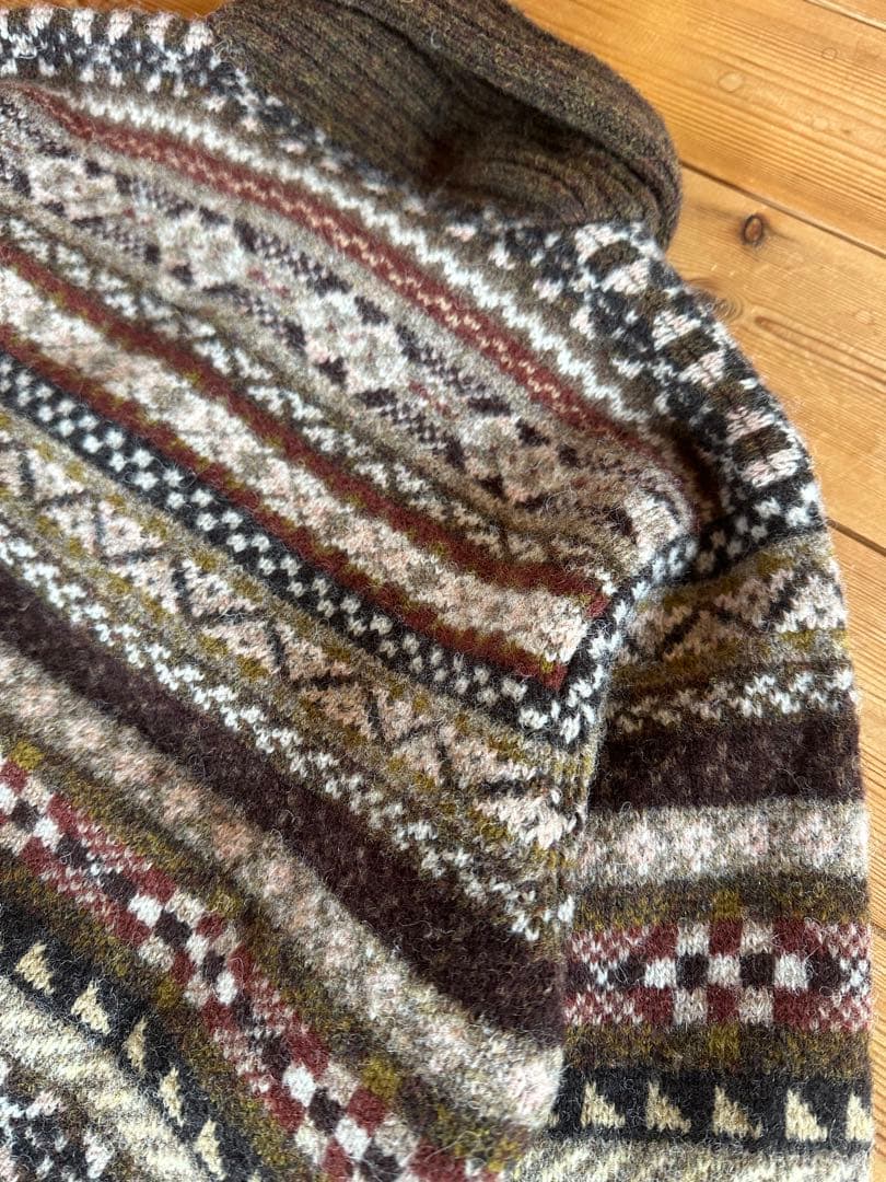 【Lサイズ】Jamison’s フェアアイル柄　ショールカラーセーターニット