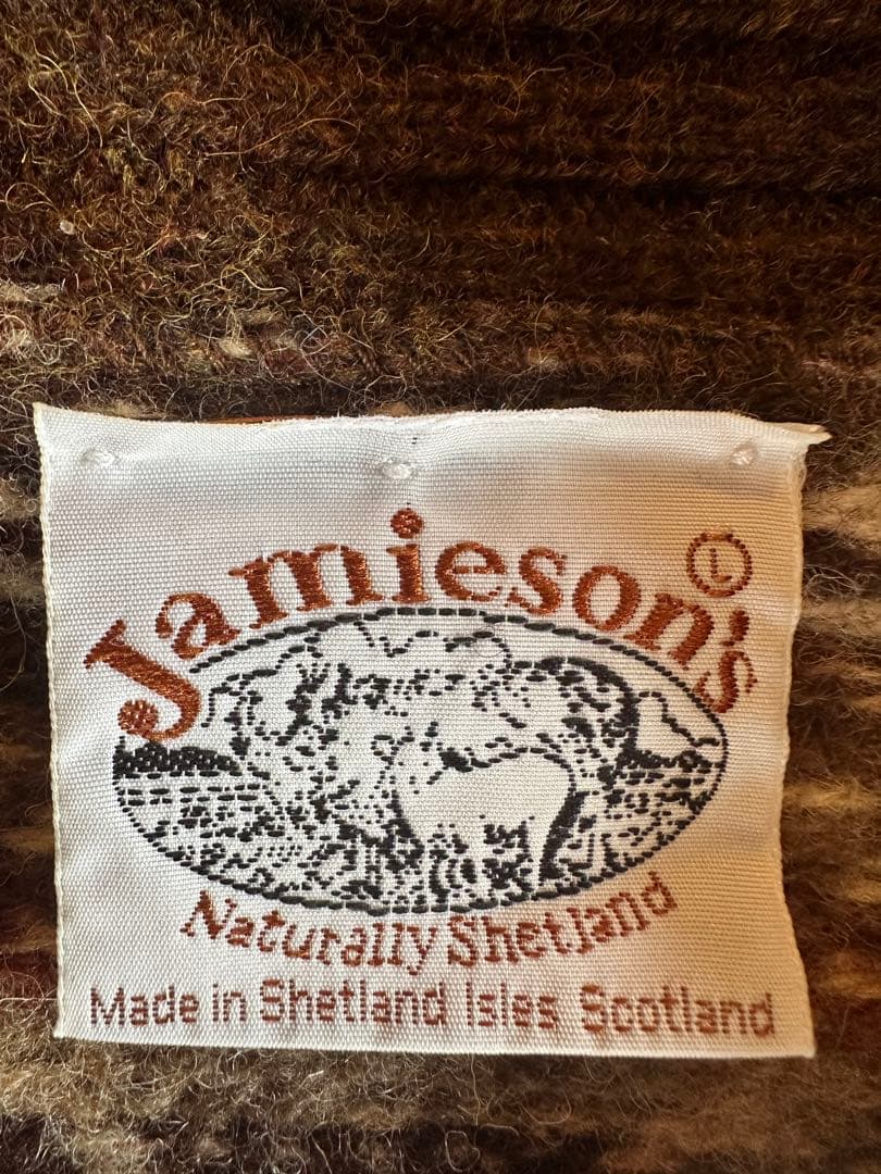 【Lサイズ】Jamison’s フェアアイル柄　ショールカラーセーターニット