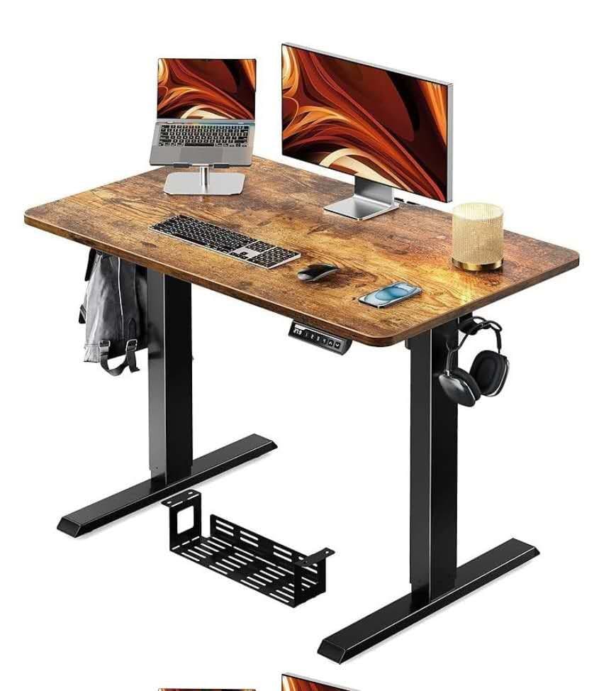 電動昇降デスク 木目調幅100cm説明書付き pc ゲーミングデスク テーブル