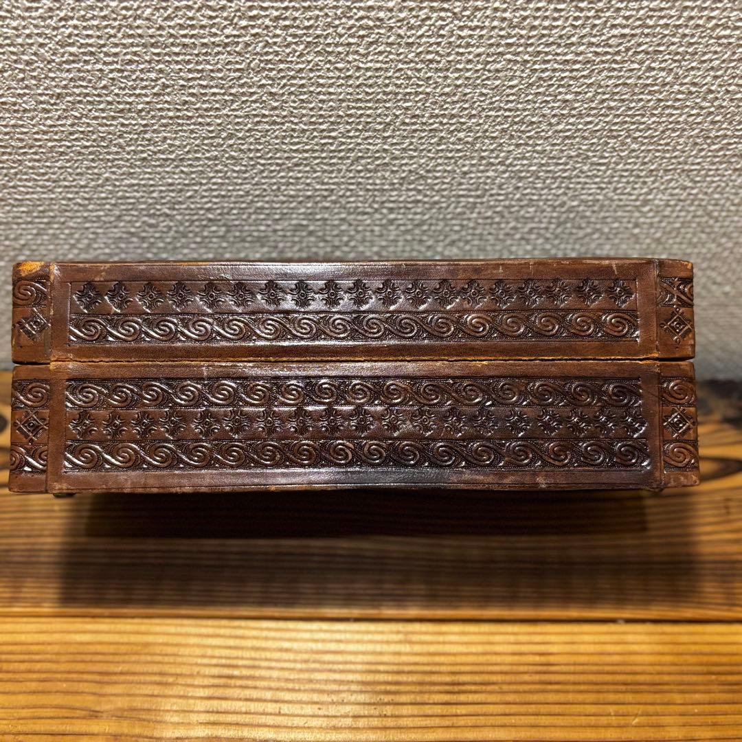 アンティーク　カジノセット　レザーボックスセット　ドミノ・トランプ・ダイス