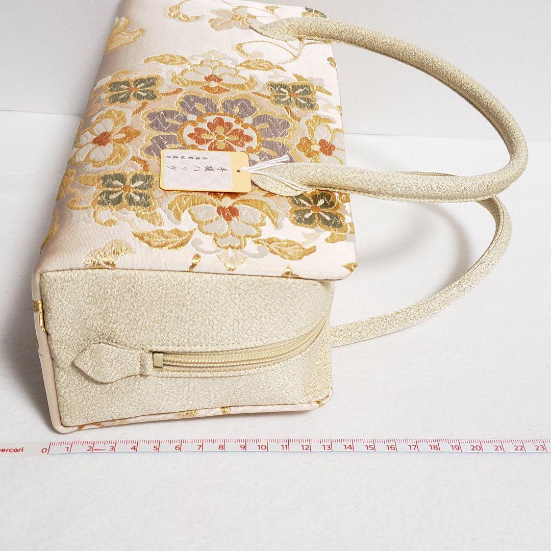 (3101)新品 正絹 利休バッグ 日本製 西陣織 帯地 和装用 あおりバッグ