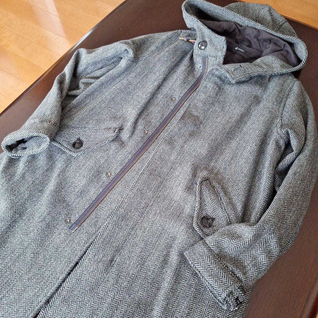 ジョンブル　Johnbull　ヘリンボーンモッズコート　S　ブラック×グレー