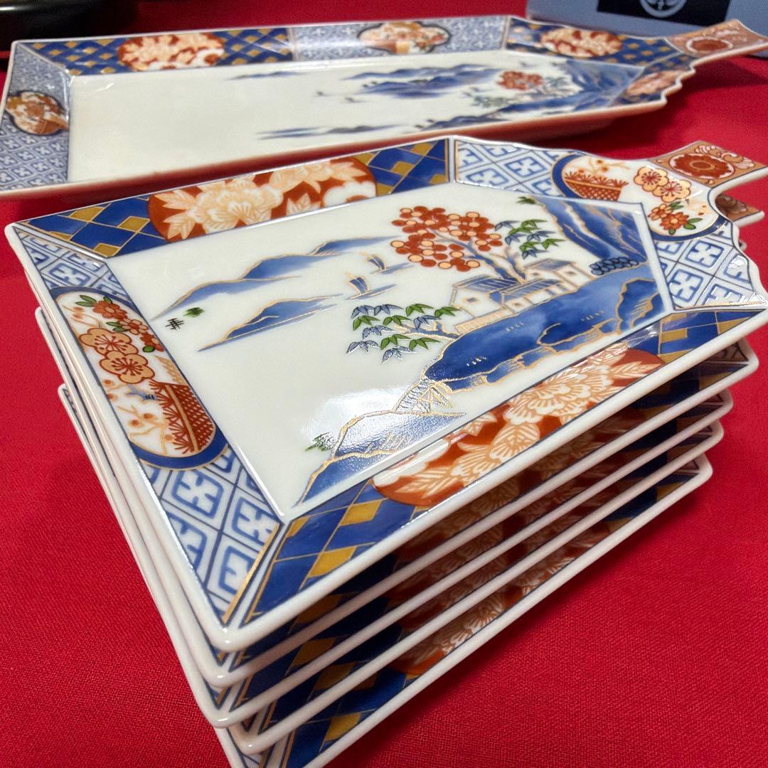 美品　醍醐窯　お正月セット　大皿&銘々皿セット　No.4-26