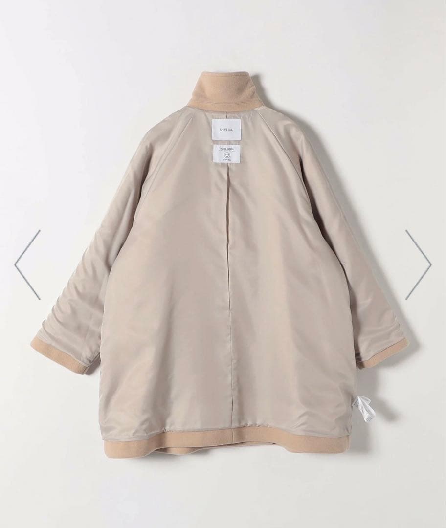 SHIPS any*PUREWOOL スタンド&テーラード ハーフコート LG