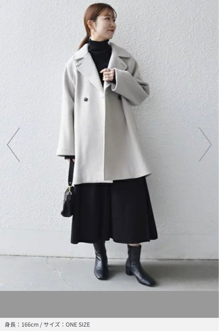 SHIPS any*PUREWOOL スタンド&テーラード ハーフコート LG