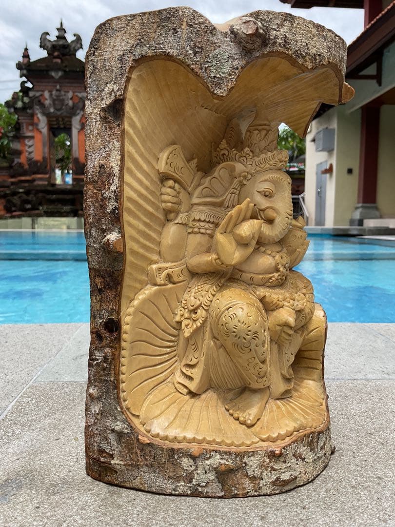 「特別価格」ガネーシャ像(夢をかなえる神様)木彫り H 25.5cm