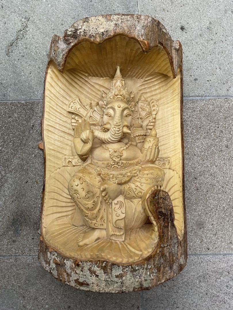 「特別価格」ガネーシャ像(夢をかなえる神様)木彫り H 25.5cm