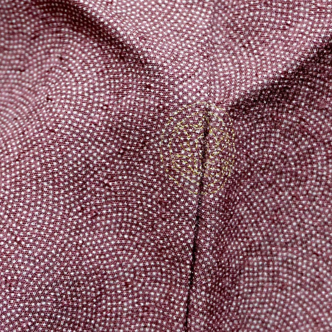 作家物　赤紫　正絹極鮫小紋　お稽古　カジュアル　160cm　a856