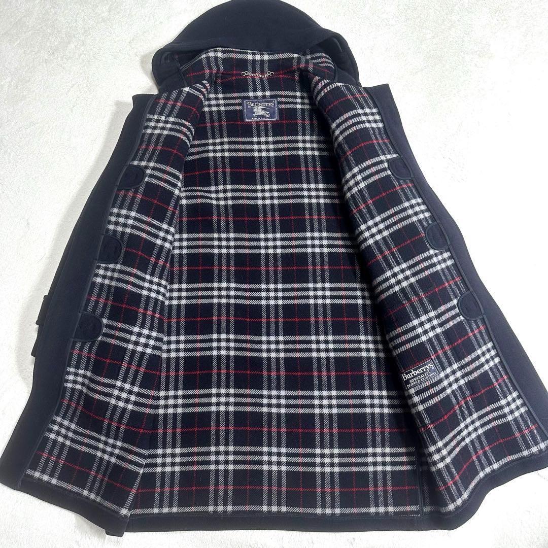 BURBERRYS★バーバリーズ ロング ダッフルコート ノバチェック 紺