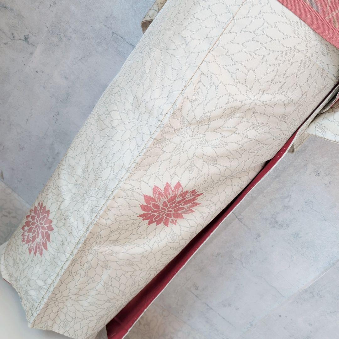 小紋　フルセット　着物　白地　花　しつけ糸　花　可愛い　おしゃれ　O3