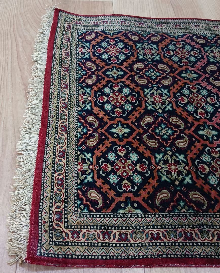 Y3076 ペルシャ絨毯 クム産 シルク100% 手織80万ノット