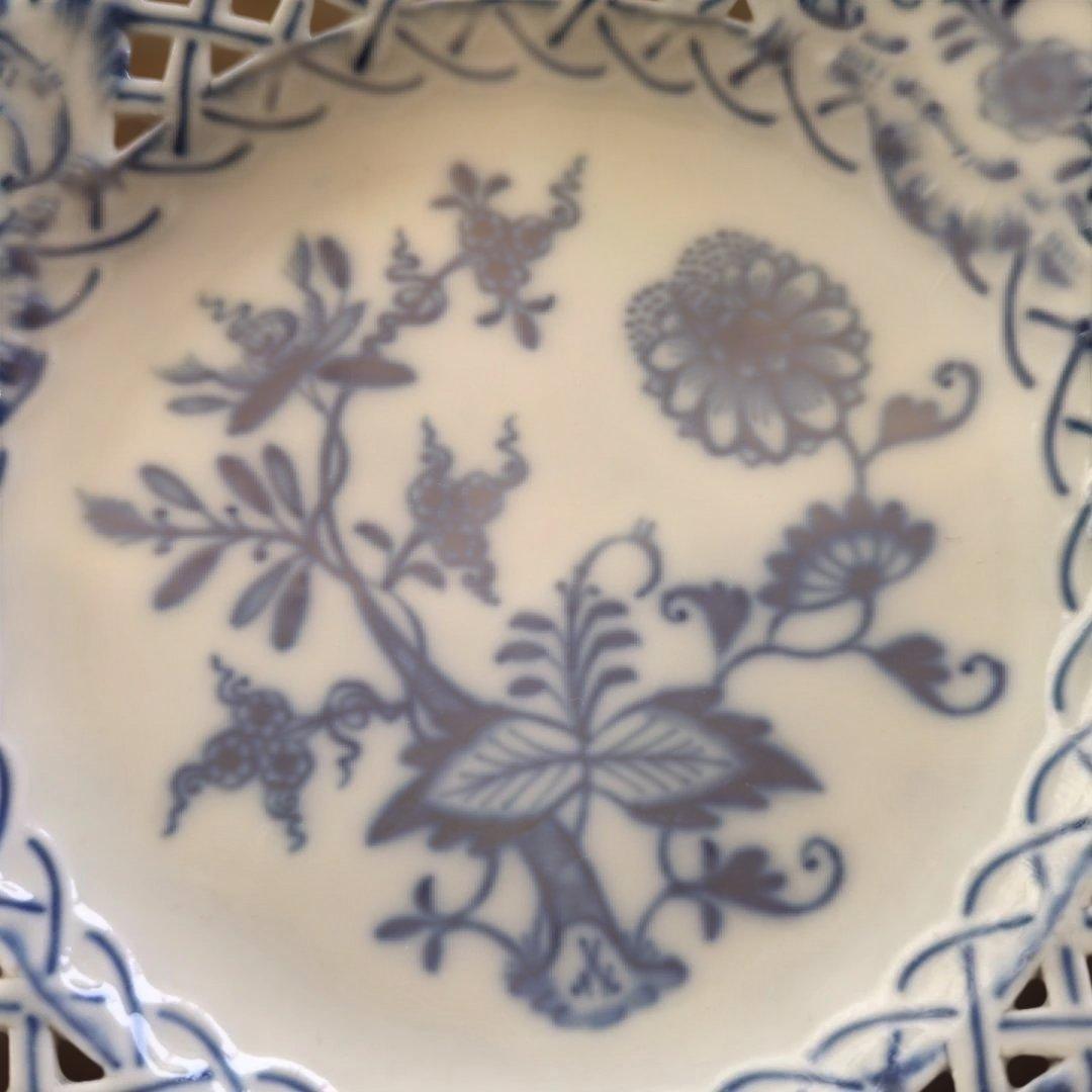 マイセンブルーオニオンプレート 透かしレース