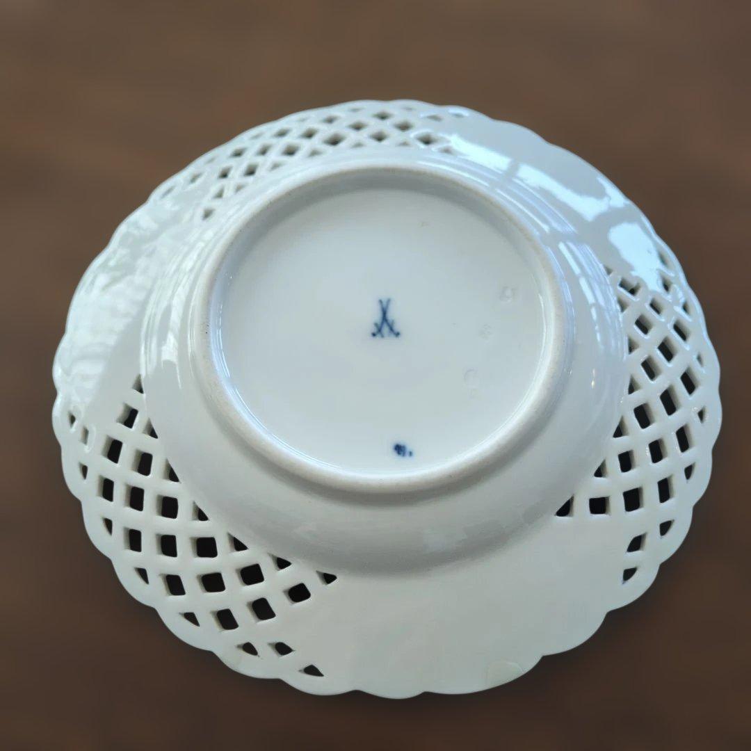 マイセンブルーオニオンプレート 透かしレース