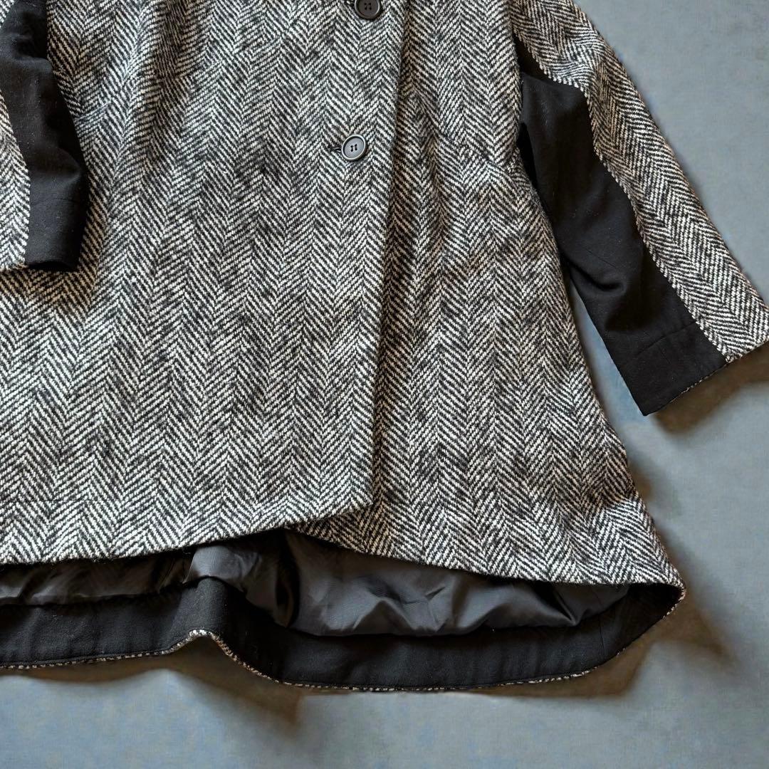 美品✨萌　モユル　MOYURU ウールコート ヘリンボーン アシンメトリー