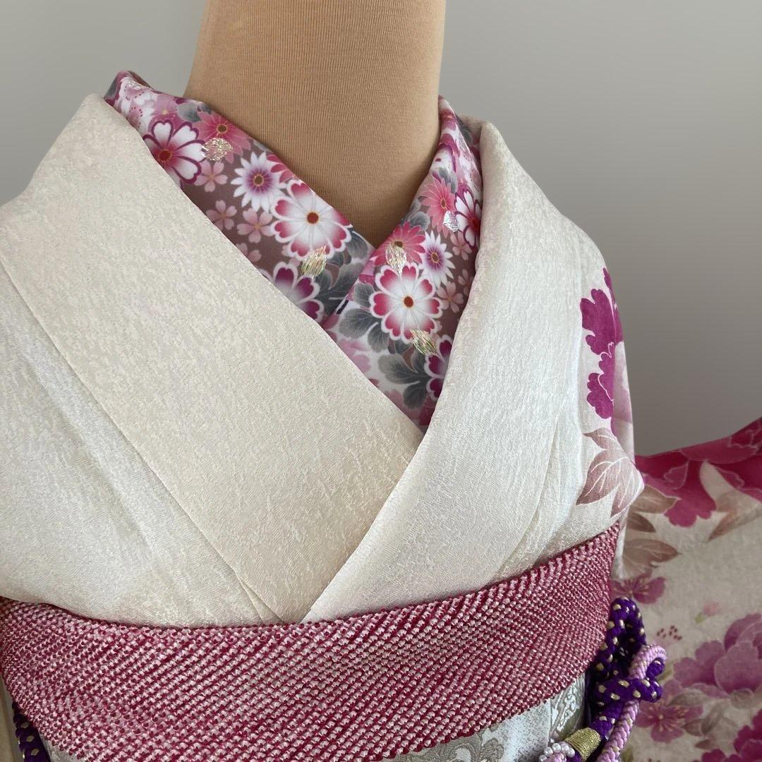 豪華振袖フルセットお探しの方に　牡丹　成人式に 美しい花柄　西陣織プラチナ箔