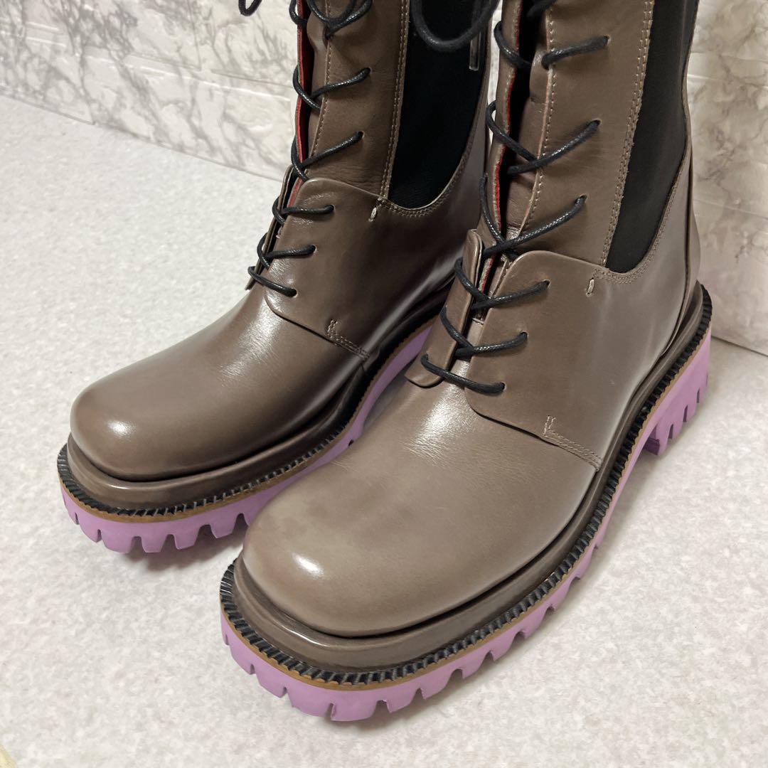 ⭐極美品⭐マナ MANA ショートブーツ サイドゴア 本革 25㎝ グレー