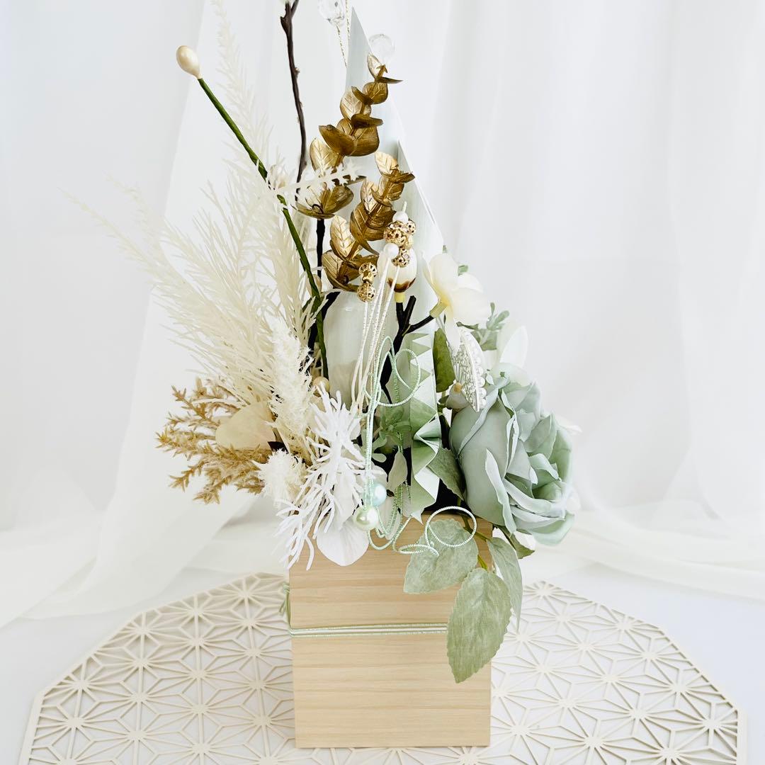 お正月飾り 門松 白 グリーン ゴールド モダン門松 ハンドメイド 大 196