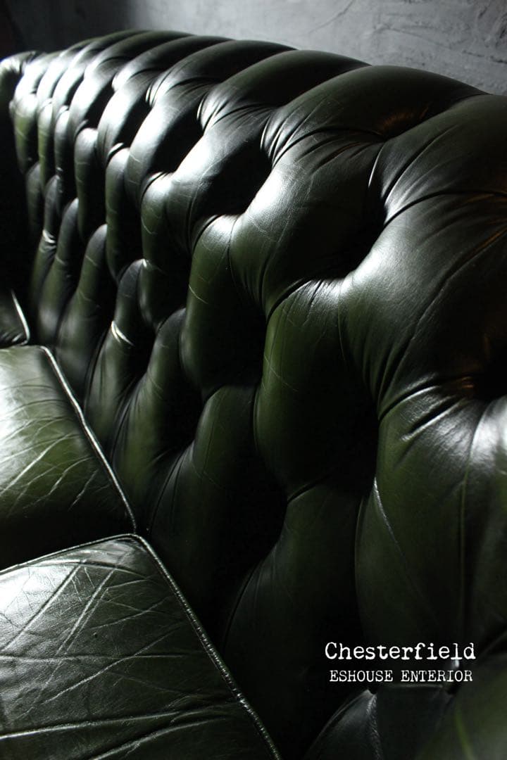 首都圏送無料〜英国チェスターフィールド 伝統キャスター式 総本革 輸入 ソファ