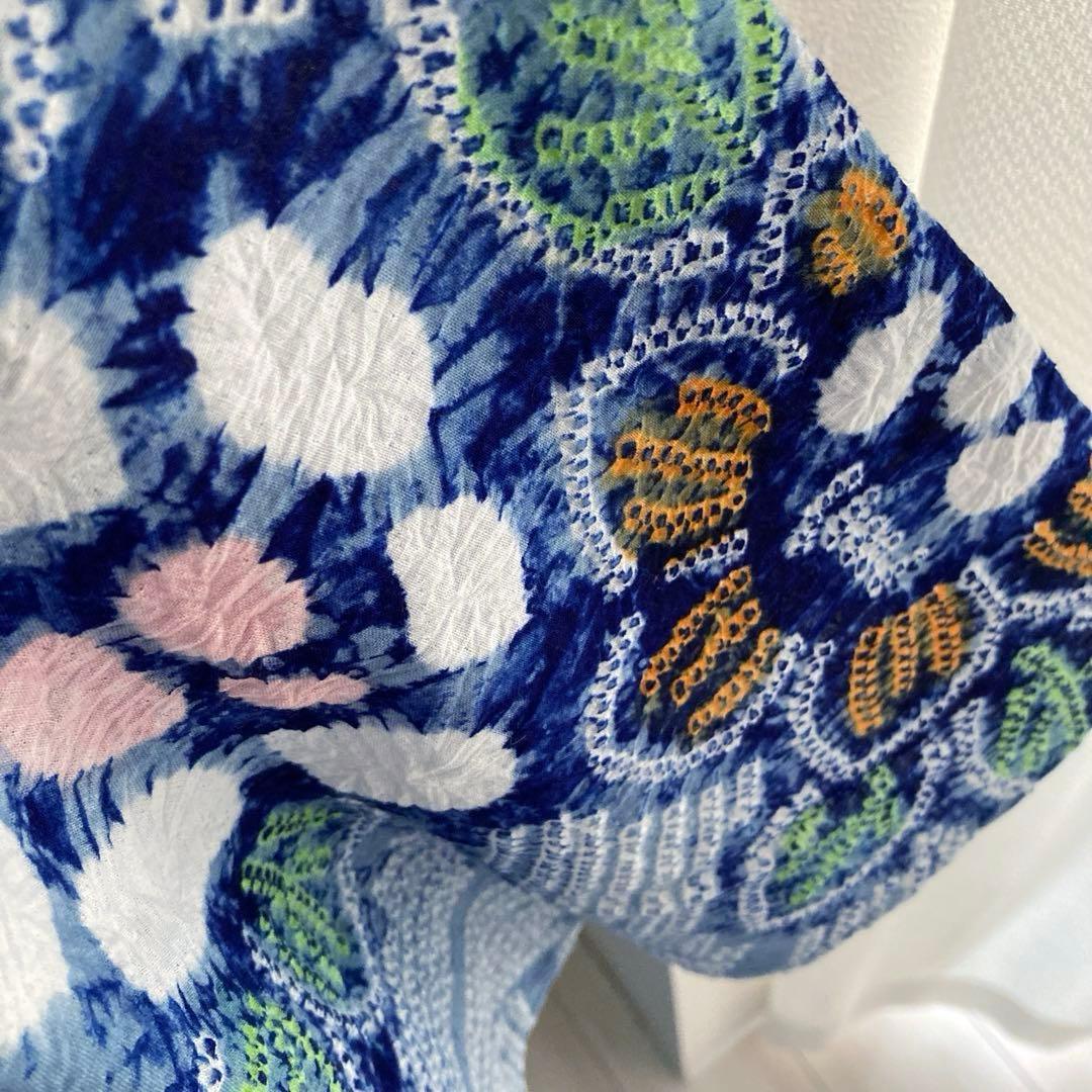 専用みかん24様　有松絞り浴衣・有松鳴海絞り浴衣　花繋ぎ　手縫い　No.7-65