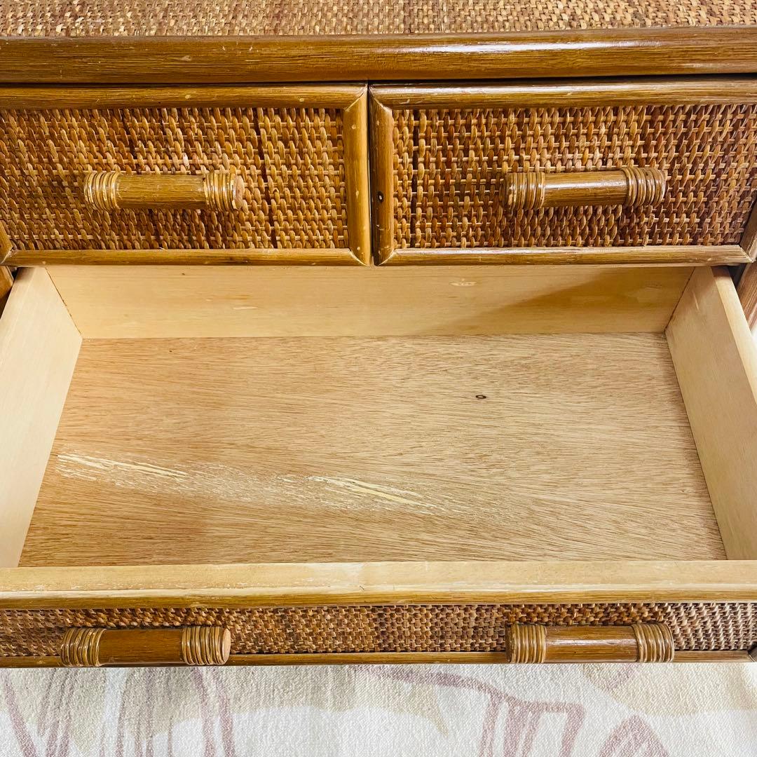 ラタン 4段チェスト 籐家具 洋服タンス レトロ