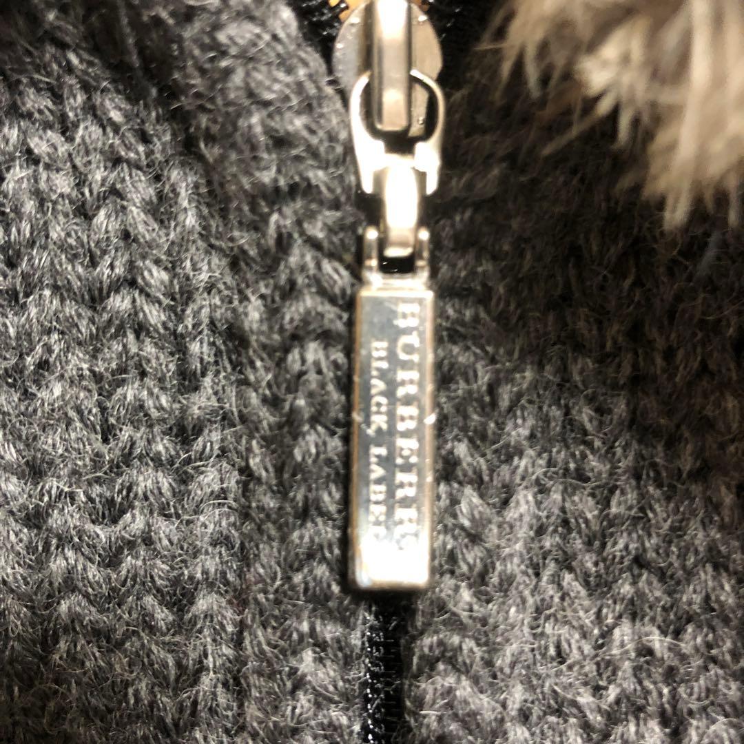 美品バーバリーブラックレーベル2 ニットブルゾン　ラビットファー付き