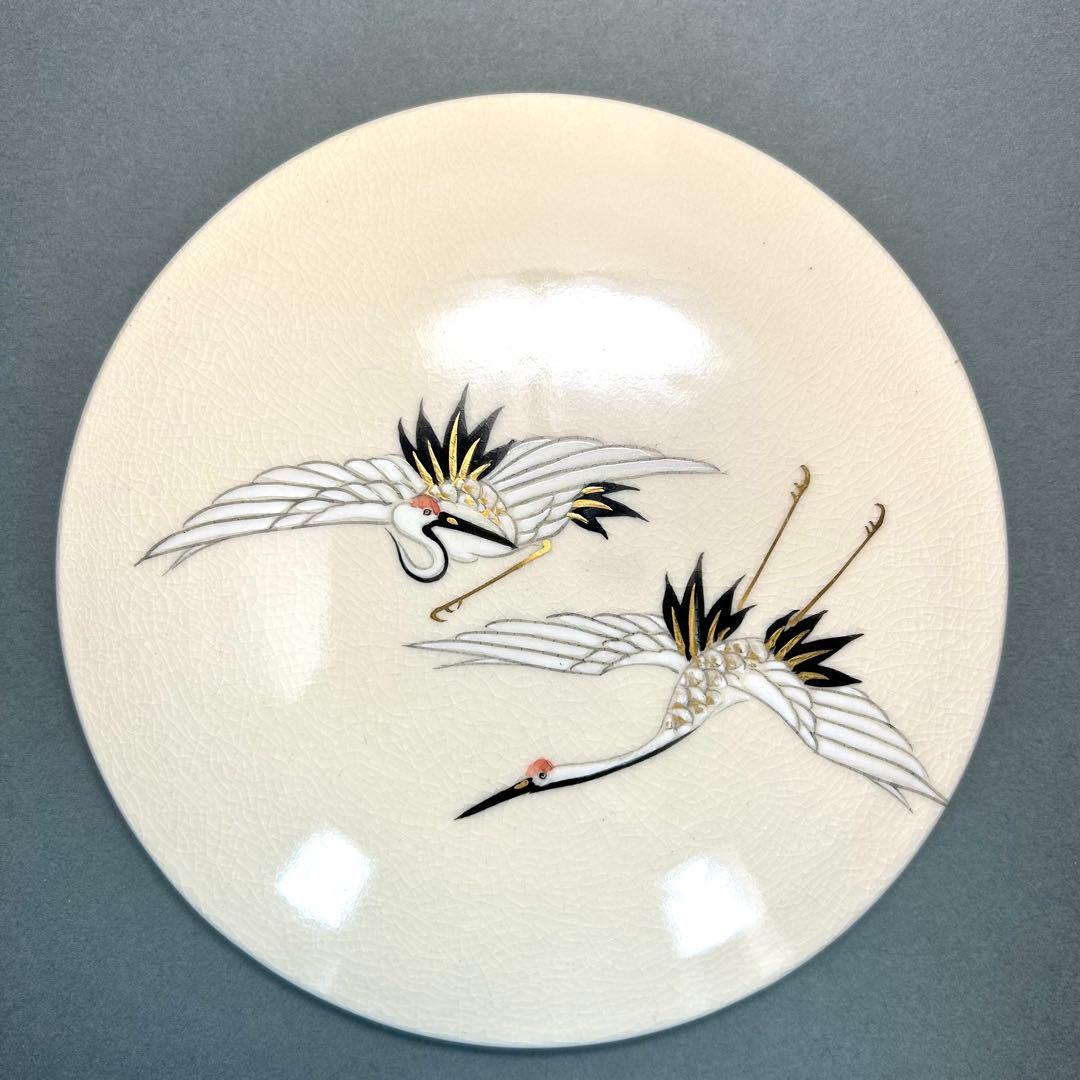 水指　『手塚大示　仁清写　松鶴絵曲形』　即中斎好写　桃山窯　茶道具　共箱　工芸品