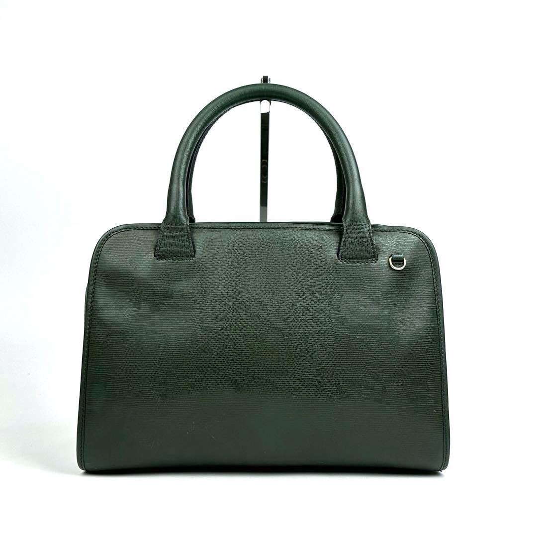 専用■セリーヌ サークルロゴ 2way ミニボストン ゴールド金具 グリーン系