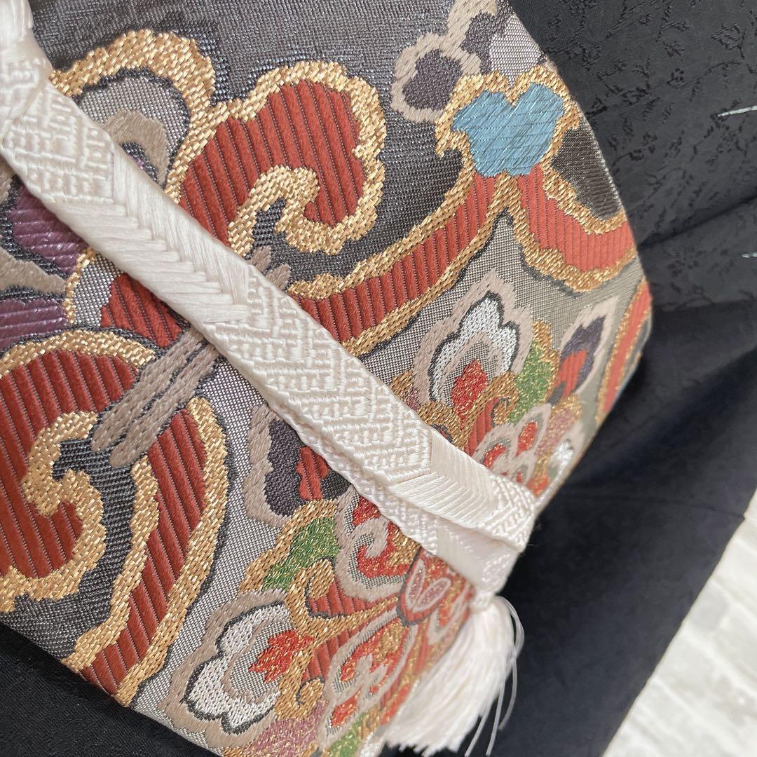 訪問着　フルセット　薔薇　月夜　黒地　金彩加工　おおみ安心ガード加工　着物　Q5