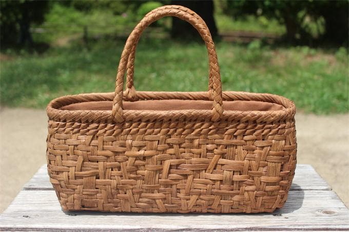 乱れ編み 山葡萄 かごバッグ　籠 バッグ 中布と内ポケット付き 最高