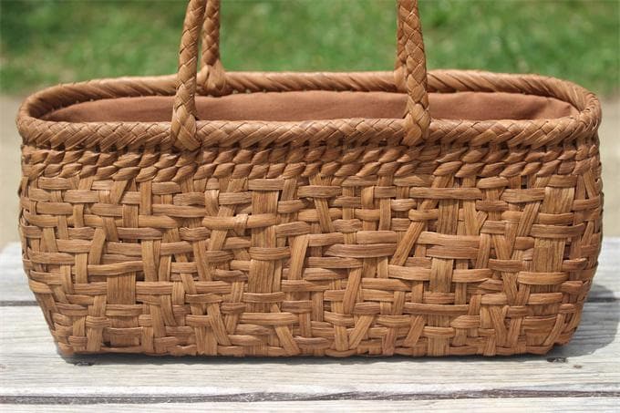 乱れ編み 山葡萄 かごバッグ　籠 バッグ 中布と内ポケット付き 最高