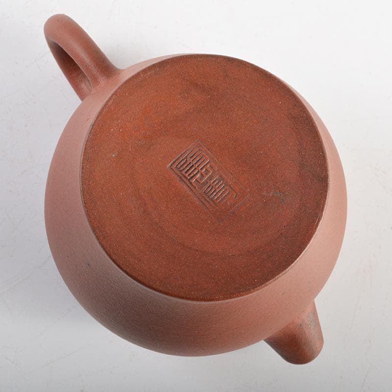 中国　紫砂　朱泥　急須　茶壷　在銘　仕覆・時代箱付　Y　R5938