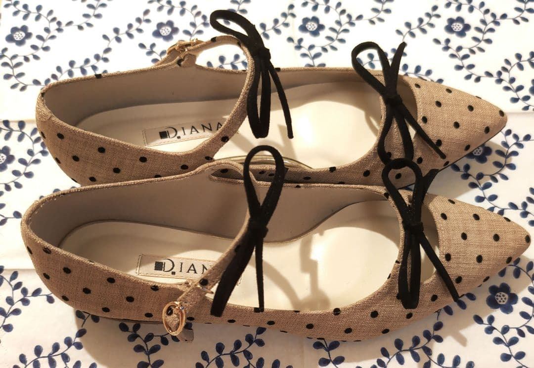 【22.5cm】DIANA ダブルリボンストラップシューズ