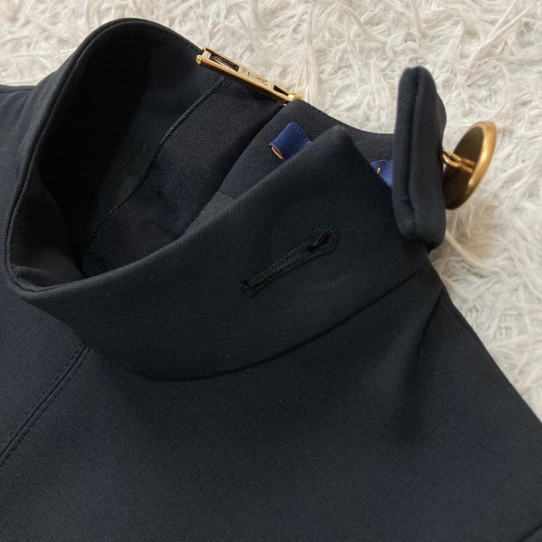 17442✨ルイヴィトン 金ボタン LVロゴ レース切替フレアワンピース ウール