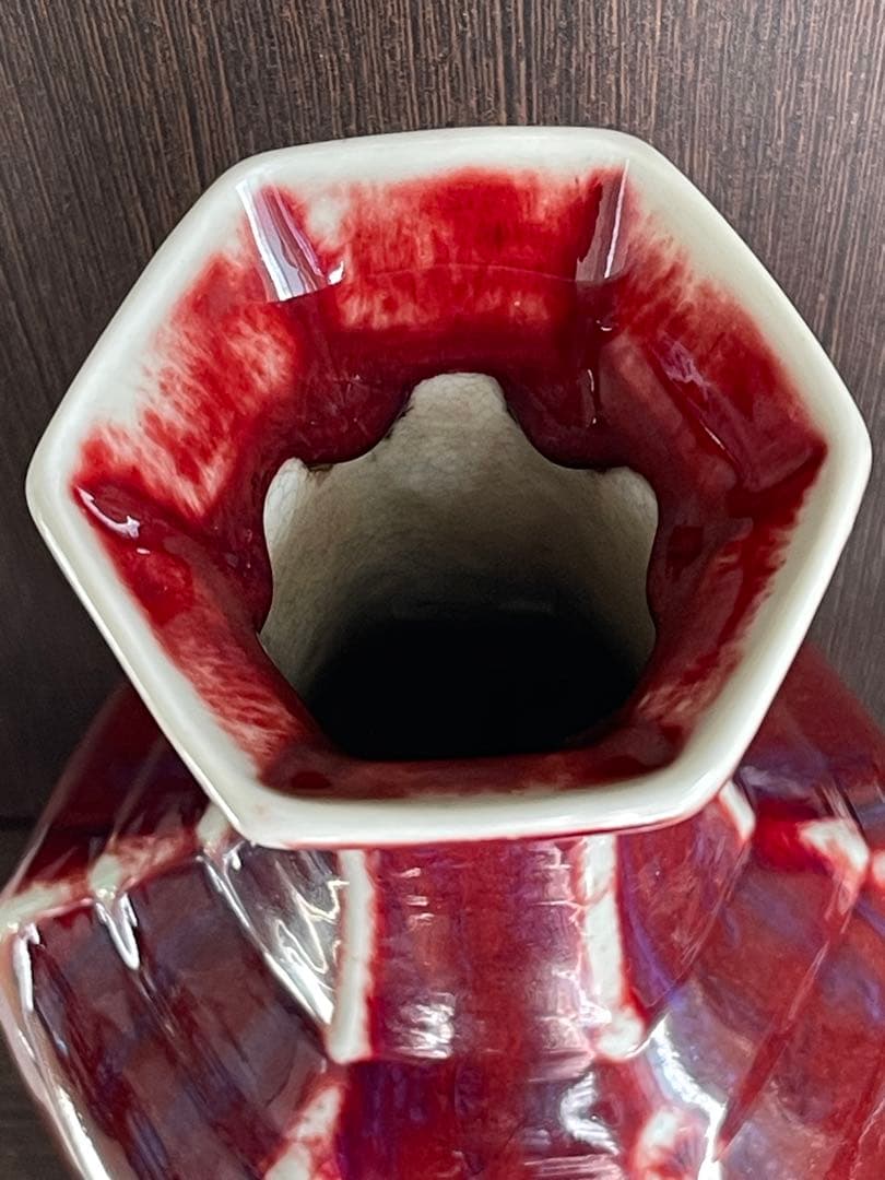 清 /赤珊瑚釉•紅釉花瓶［雍正年製］在銘/中国 古美術