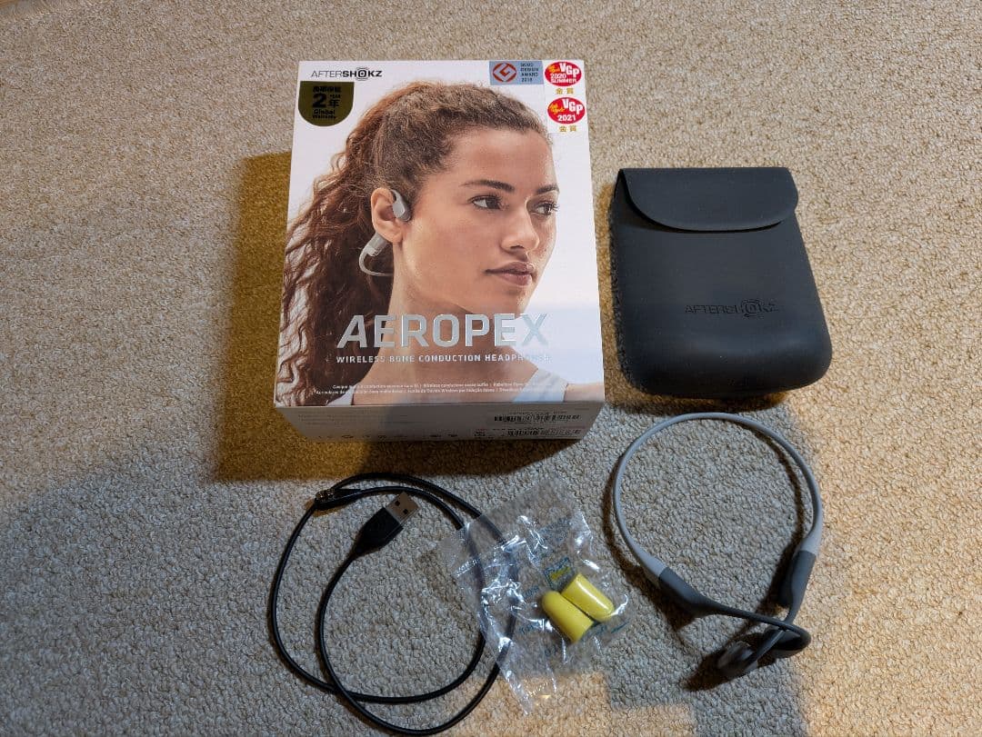 AEROPEX 骨伝導イヤホン グレー ケース付き