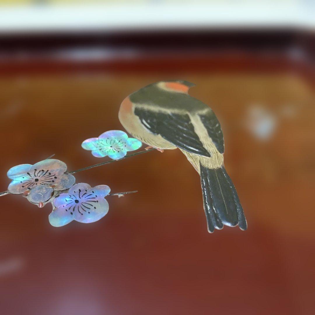 勇助塗　梅貝入に鳥高蒔絵？模様5枚
